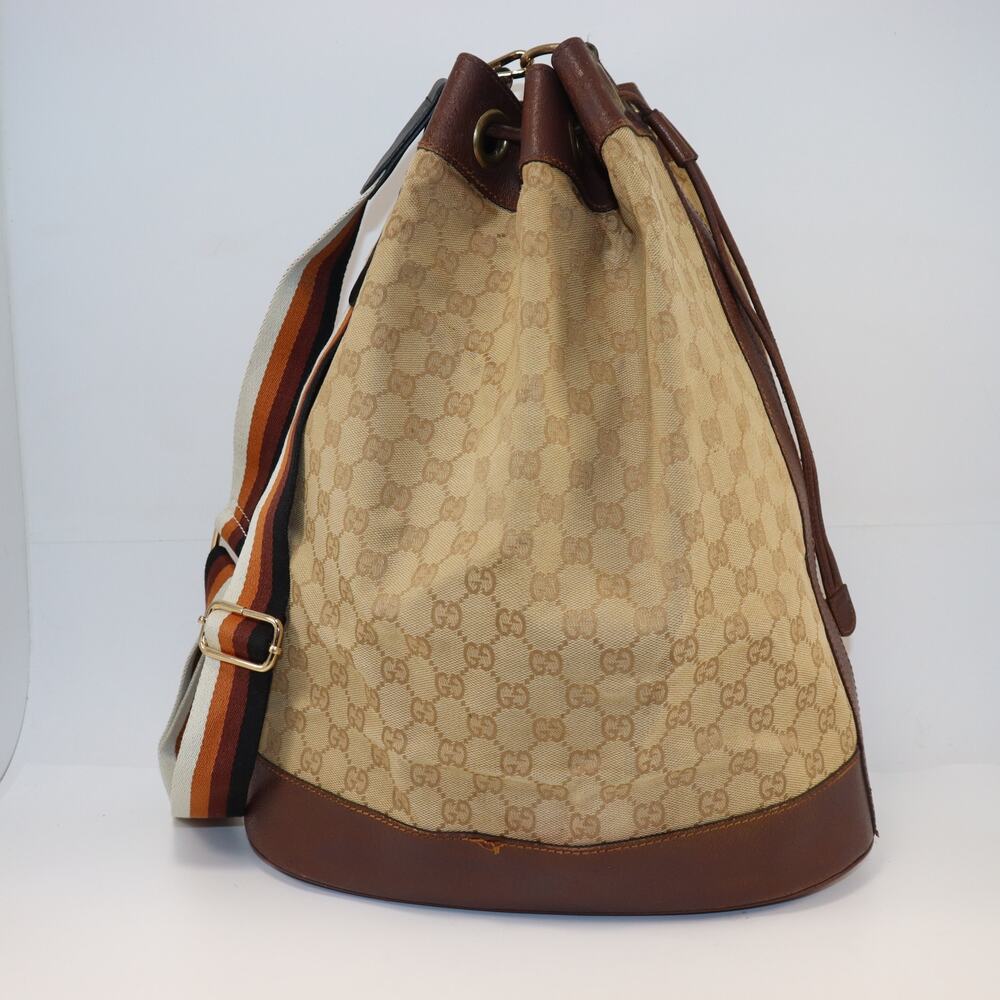 Gucci Vintage GG Canvas Leather Bucket Bag‎ with Aftermarket Strap - Picture 2 of 12